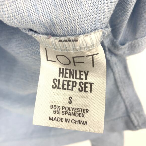 LOFT Henley Sleep Set Pajamas Womens Size Small Light Sky Blue - Picture 7 of 13